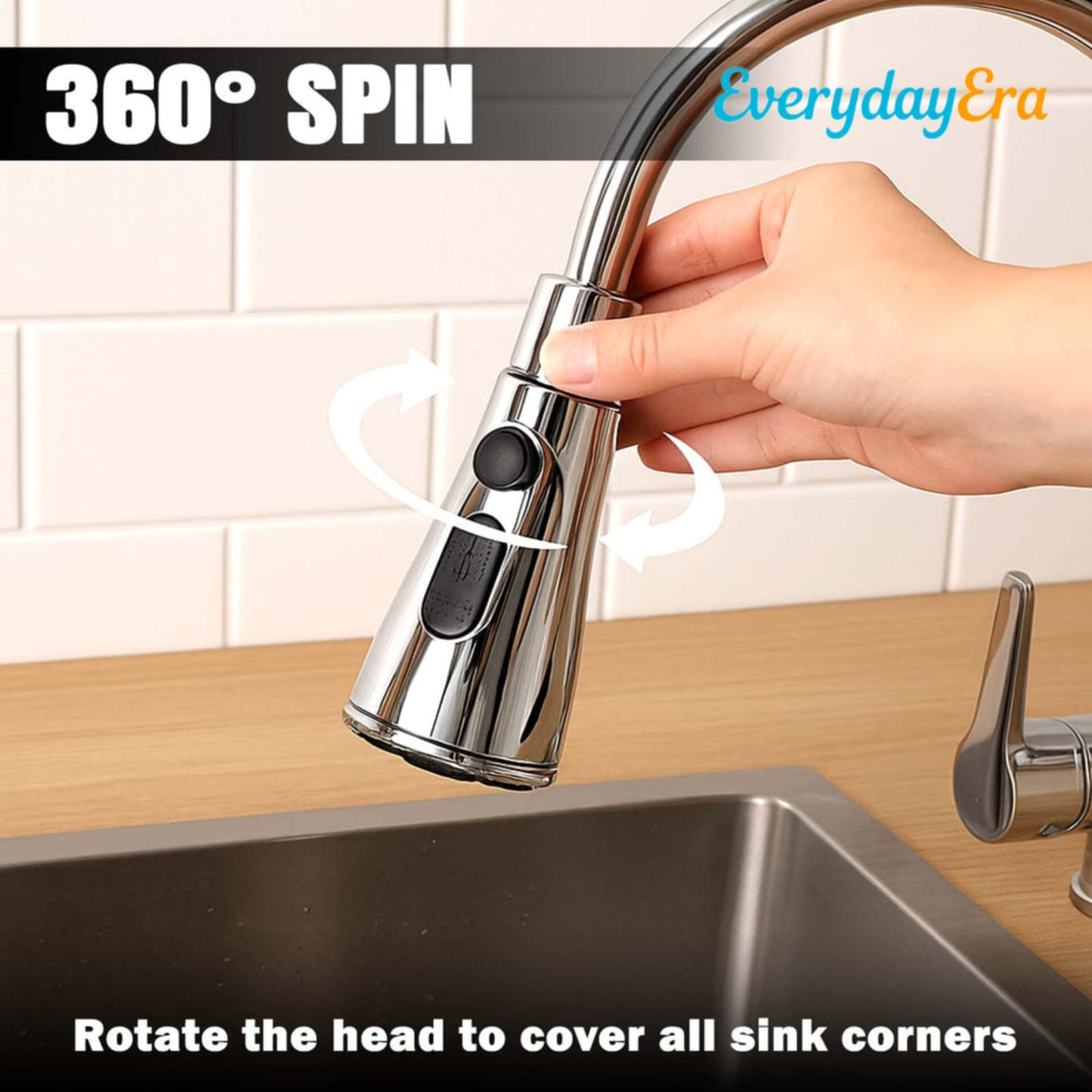 EverydatEra 3-Function Pull Down Kitchen Faucet – 360° Rotating Sink Sprayer Tap