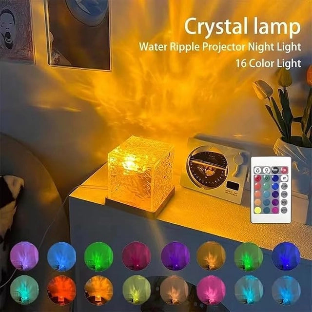Water Ripple Night Light Rotating LED Lamp
