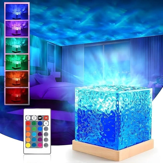 Water Ripple Night Light Rotating LED Lamp